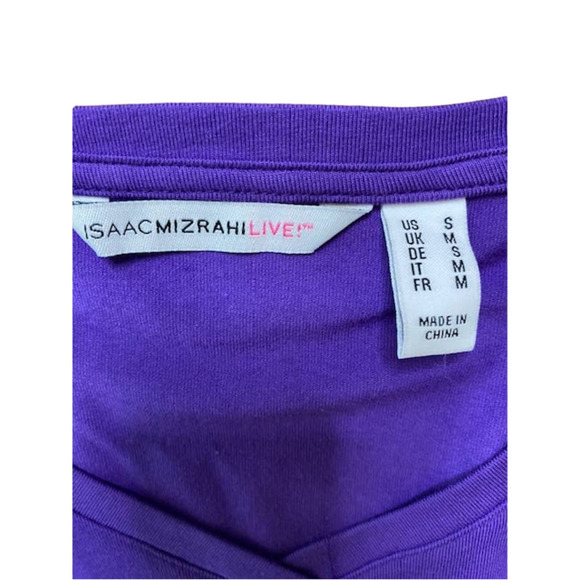 Isaac Mizrahi Live! Women's Top Sz S V-Neck Knit Tunic w/ Split Purple A311370 - Picture 3 of 3
